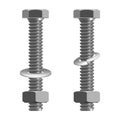 Bolts and nuts realistic vector illustration isolated on white.