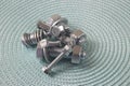 Bolts nuts washers fasteners for fastening parts Royalty Free Stock Photo