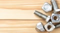 Bolts, nuts, wood, background, hardware, DIY, construction, texture, website, banner Royalty Free Stock Photo