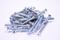 Bolts or screws Random pile of steel bolts Royalty Free Stock Photo