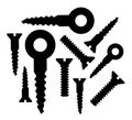 Bolts screws single silhouette construction tool icon for design