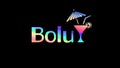 Bolu. Multicolor gradient bright contrast inscription, cocktail glass. Transparent Alpha channel. Gradient color.