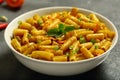 Bolw of delicious vegan pasta.Healthy meal. Royalty Free Stock Photo