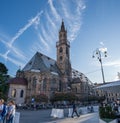 Large panoramic view of Assumption of Our Lady Cathedral in Bolzano, South Tyrol, Italy