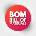 BOM - Bill Of Materials acronym, business concept background Royalty Free Stock Photo