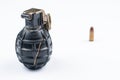 Bomb and bullet isolated on white background.Copy space Royalty Free Stock Photo