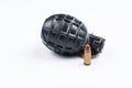 Bomb and bullet isolated on white background.Copy space Royalty Free Stock Photo