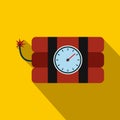 Bomb with clock timer flat icon Royalty Free Stock Photo