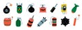 Bomb collection. Cartoon TNT explosive weapon, bombs dynamite grenade missile mine and nuclear bomb doodle game asset