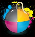 Bomb with colourful splashes