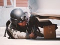 Bomb Disposal Expert in Bomb suit for Explosive Royalty Free Stock Photo