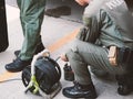 Bomb Disposal Expert in Bomb suit for Explosive Royalty Free Stock Photo