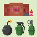 Bomb dynamite fuse vector illustration grenade attack power ball burning detonation explosion Royalty Free Stock Photo