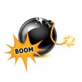 Bomb with exploding boom sign on white Royalty Free Stock Photo