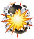 Bomb explosion cartoon style vector background Royalty Free Stock Photo