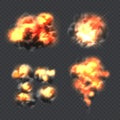 Bomb explosion. Fire realistic explosion effect light vector collection templates