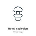 Bomb explosion outline vector icon. Thin line black bomb explosion icon, flat vector simple element illustration from editable Royalty Free Stock Photo