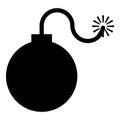 Bomb explosive military Anicent time bomb Weapon with fire spark concept advertising boom icon black color illustration Royalty Free Stock Photo
