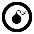Bomb explosive military Anicent time bomb Weapon with fire spark concept advertising boom icon black color illustration in circle Royalty Free Stock Photo