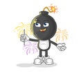 Bomb head with fireworks mascot. cartoon vector