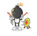 Bomb head ninja cartoon. character vector