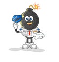 Bomb head pilot mascot. cartoon vector