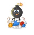Bomb head tailor mascot. cartoon vector