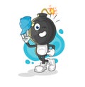 Bomb head young boy character cartoon