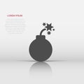 Bomb icon in flat style. Dynamite vector illustration on white isolated background. C4 tnt business concept Royalty Free Stock Photo