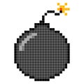 Black ball bomb with burning fuse pixel art
