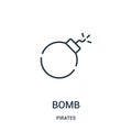 bomb icon vector from pirates collection. Thin line bomb outline icon vector illustration. Linear symbol for use on web and mobile