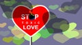 Bomb inserted in the text. Toxic love concept. Illustration of the heart-shaped stop, damaging partner. Alert signal.