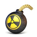 Bomb with the radiation sign 3D rendering illustration on white Royalty Free Stock Photo