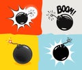 Bomb ready to explode, icon. Bombshell comic cartoon vector illustration