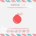 Bomb symbol icon. Graphic elements for your design Royalty Free Stock Photo