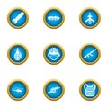 Bombard icons set, flat style Royalty Free Stock Photo