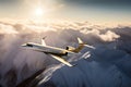 The Bombardier Global 7000, is captured as it soars gracefully above a mesmerizing landscape of snow-capped mountains and pristine