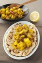 Bombay Potato Curry Indian Food Naan Bread Royalty Free Stock Photo