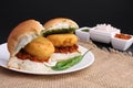 Bombay vada paav is an Indian burger Royalty Free Stock Photo