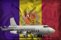 Bomber on the Andorra state flag background. 3d Illustration