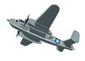 Bomber B-25 Mitchell 1940. WW II aircraft. Vintage airplane. Vector clipart