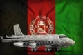 Bomber with city camouflage on the Afghanistan state flag background. 3d Illustration