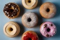 Bombolone doughnuts with mixed toppings captured in foodgraphy