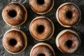 Bombolone doughnuts with mixed toppings captured in foodgraphy