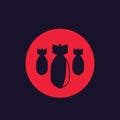 Bombs, bombardment vector icon