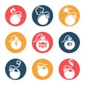 Bombs flat icons set Royalty Free Stock Photo
