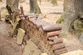 Bombs and grenades from World War 1 in Flanders Belgium.