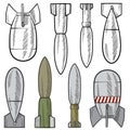 Bombs and shells vector set
