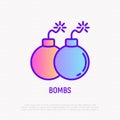 Bombs thin line icon. Modern vector illustration