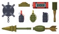 Bombs weapon, military grenades and dynamite vector